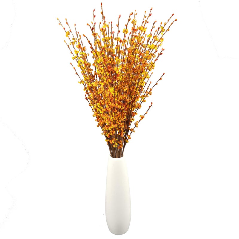 NOLAST 10pcs Artificial Flowers Fake Flower Faux Tall Flowers Branches Long Stems for Vase Wedding Home Office Party Hotel Restaurant Decoration (Orange) - Image 5